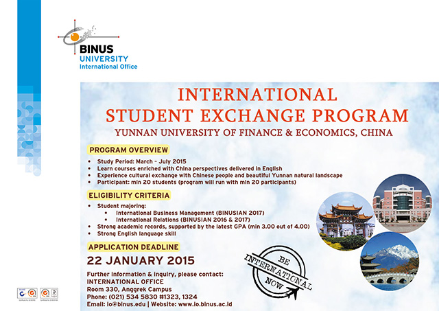 Student Exchange Program to Yunnan University of Finance and Economics, China