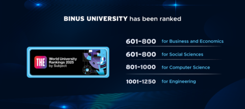 BINUS UNIVERSITY Scores High in Four Academic Fields in the 2025 World University Rankings by Subject from TIMES HIGHER EDUCATION